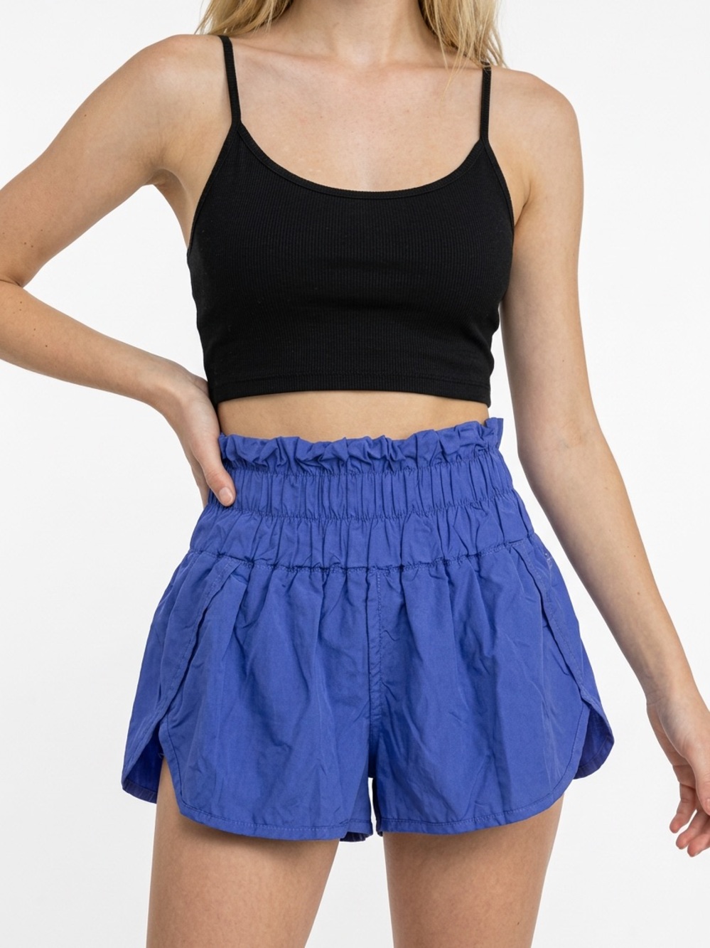 FREE PEOPLE | FP MOVEMENT The Way Home Smocked Blue Shorts Women’s Size X-Small
